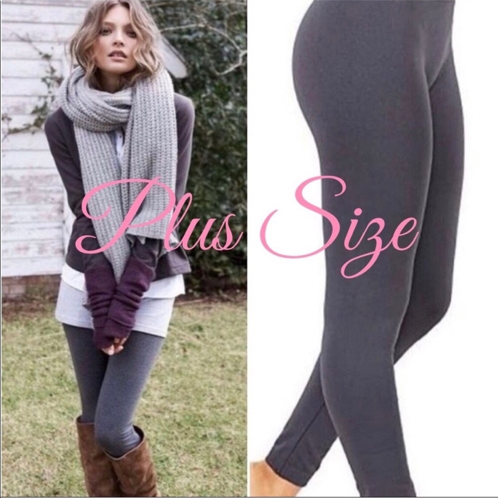Fleeced lined leggings Grey | plus sized